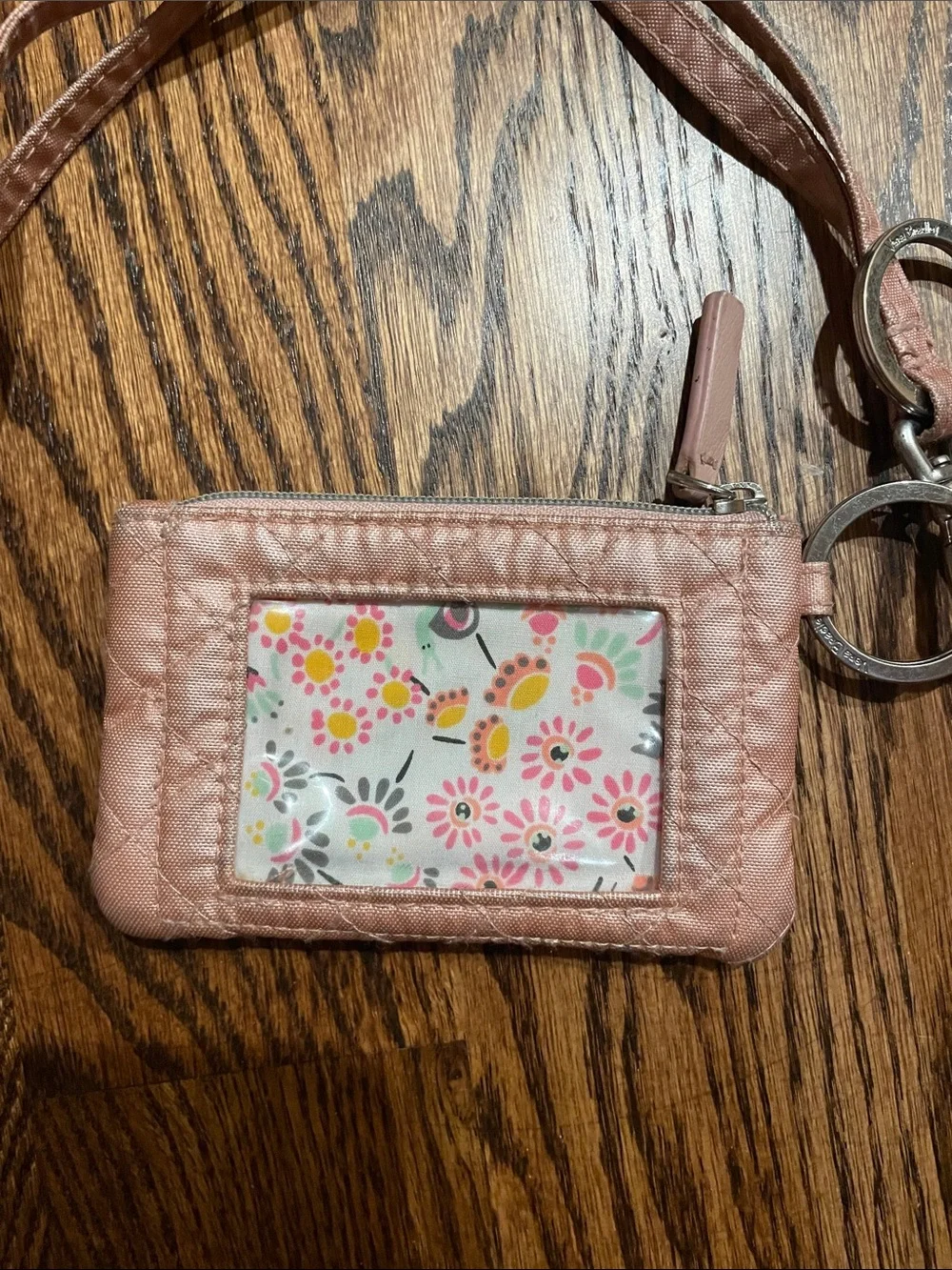 Quilted Pink Wallet lanyard - Chic Everyday card holder